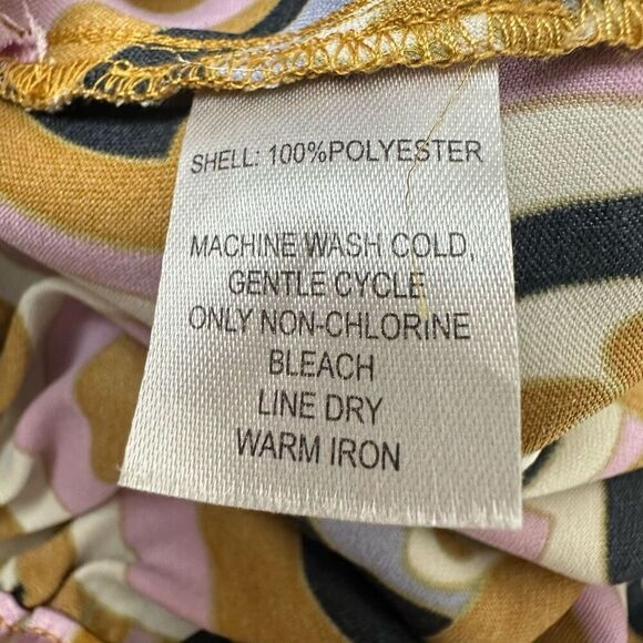 House Of Harlow 1960 Women's S/M 2Pc Jumpsuit Gold Pink Boho Hippie Print Satin - Picture 5 of 16